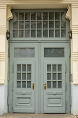 old vintage beautiful door. Travel among european streets