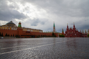 Red Square, Kremlin, GUM without people during quarantine Covid-19