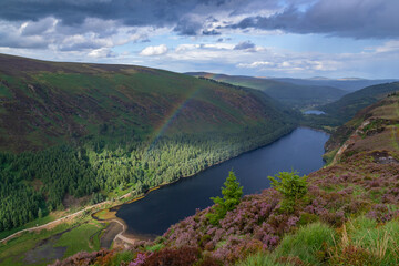 Hiking trail on top of the mountain in the valley of Glendalough