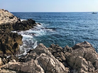 Rocky coast, sea and horizon nature scenery no people