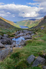 Hiking trail on top of the mountain in the valley of Glendalough