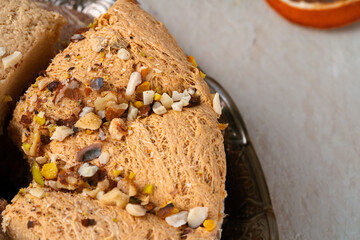 Close up of a turkish dessert halva