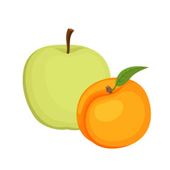 Bright vector set of colorful peach and apple.