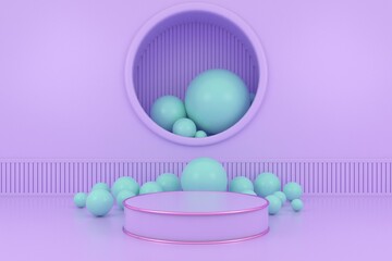 abstract 3d depth and realism background,pastel color showcase for product . 3d rendering.