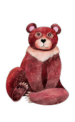 Children's watercolor drawing bear, on a white background
