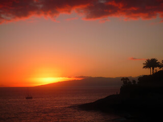 Amazing sunset on the ocean on the perfect summer evening