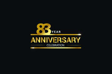 83 year anniversary celebration logotype. anniversary logo with golden and Spark light white color isolated on black background, vector design for celebration, invitation card greeting card-Vector