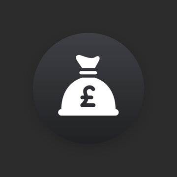 Money Bag Pound -  Matte Black Web Button