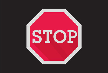 Red Stop sign isolated on Black background. Traffic regulatory warning stop symbol
