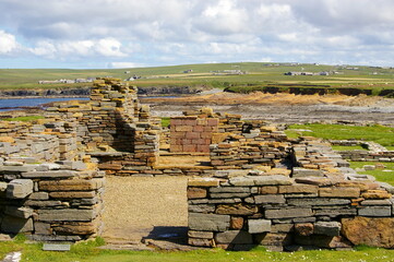  A ruined Norse Settlement on Brough, Birsay, Orkney Islands,  Scotland.