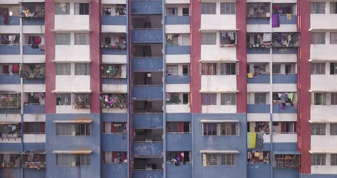 A Residential Building In A Slum Area In Pune City, Maharashtra, India - drone shot (backward)