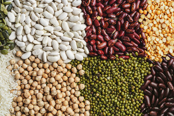 Heap of beans. Raw beans texture background. Close up.