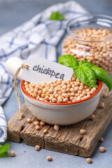 Organic dry chickpeas for a healthy diet.