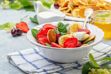 Pancake porridge from tiny pancakes.