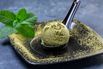 Green tea matcha ice cream.