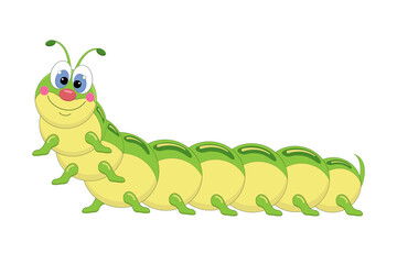 Green caterpillar cartoon. Vector.