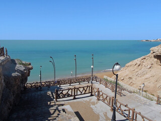Entrance to Rishehr Beach near coastline of Persian Gulf. Picture taken in Rishehr, suburb of Bushehr, Iran. There's almost not any sand beaches inside main city, only outside