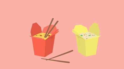 Vector Isolated Illustration of Chinese Food