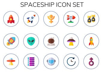Modern Simple Set of spaceship Vector flat Icons