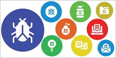 Fototapeta premium Modern Simple Set of bacterium Vector filled Icons