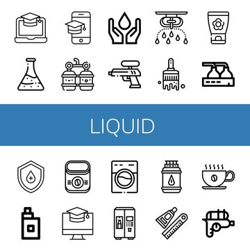 liquid simple icons set