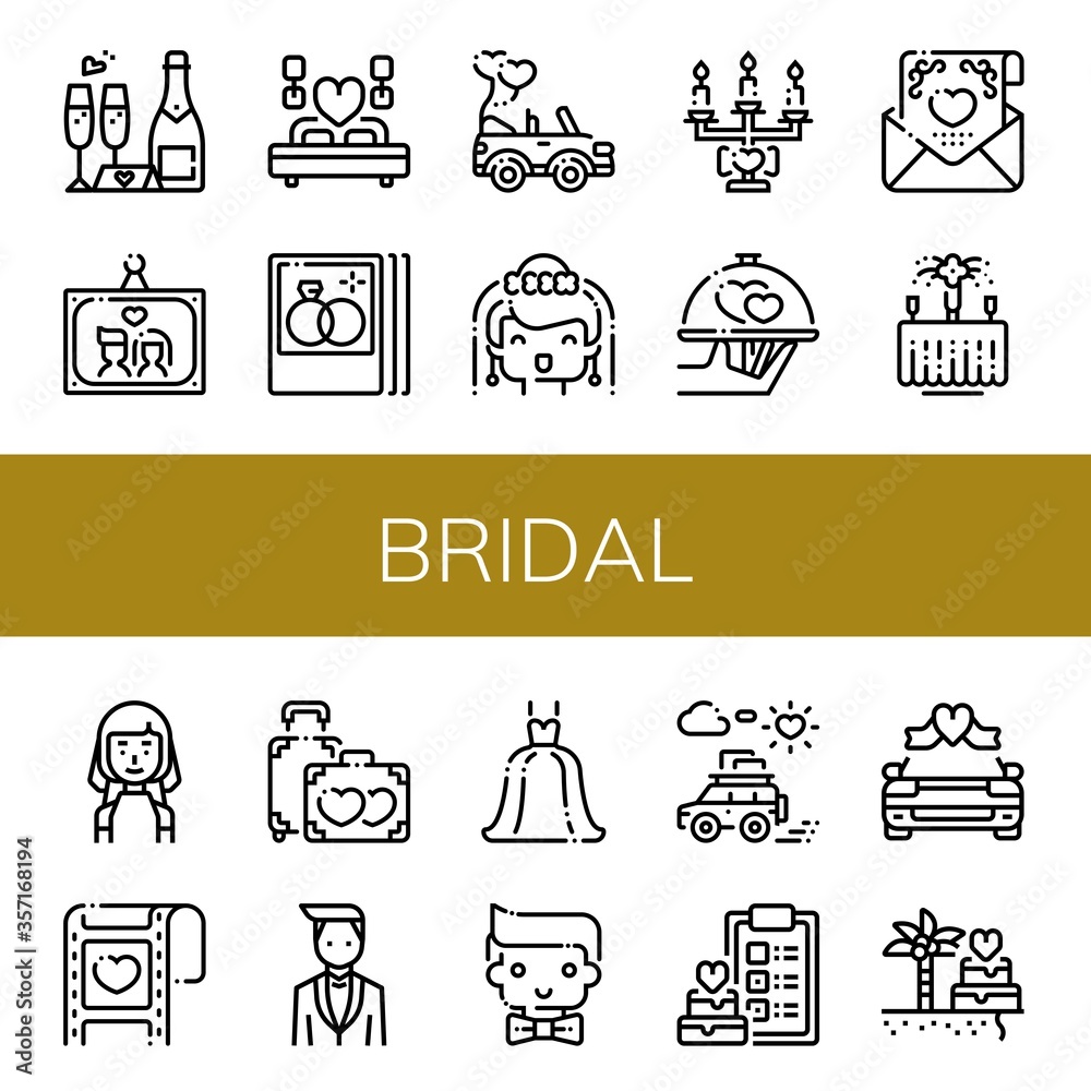 Wall mural bridal simple icons set