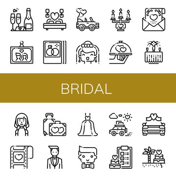 bridal simple icons set