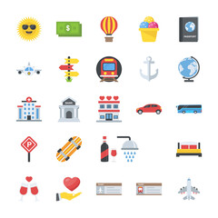 
Travel and Place Flat Vector Icons
