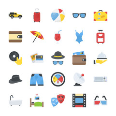 Pack of Travelling and Enjoyment Flat Vector Icons