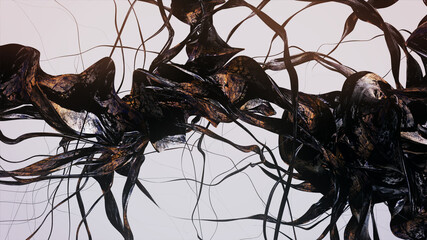  Abstract Art • DYSTOPISCHE ÄSTHETIK • Fraktale Grafik Serie: Organisches Design, Dynamische fraktale Formen mit natürlichen Texturen vor hellem Hintergrund ⁞ 3D Render Illustration © Jacqueline Weber