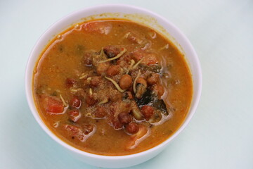Sprouted kala chana curry, germinated chickpea gravy, Indian food