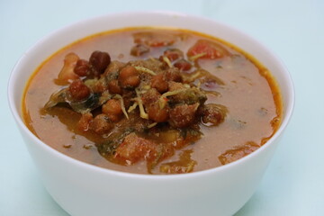 Sprouted kala chana curry, germinated chickpea gravy, Indian food