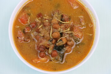 Sprouted kala chana curry, germinated chickpea gravy, Indian food