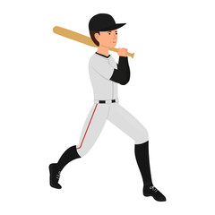 Male baseball player with a bat vector illustration