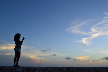 Fototapeta na wymiar Sunset paradise island beach Curacao Caribbean Sea