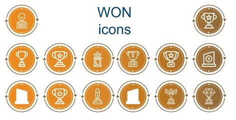 Editable 14 won icons for web and mobile