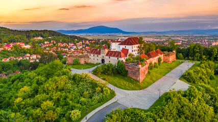 Naklejka premium Brasov, Romania - Sunset on Citadel, Transylvania
