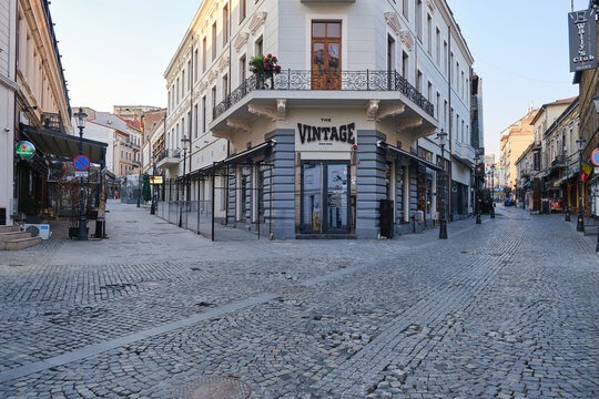 The Vintage pub in Bucharest old city center, closed down in during the Coronavirus (COVID-19) outbreak. Bucharest, Romania - March 19, 2020