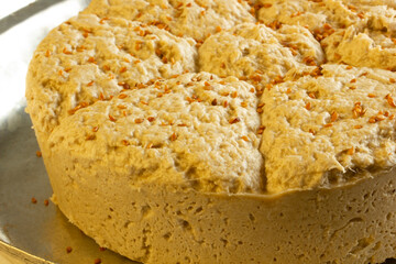  traditional turkish tahini halva in plate