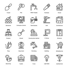 
Pack Of Line Icons Of Industrial and Construction 
