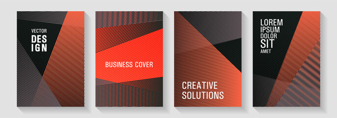 Brochure cover layouts halftone vector set.