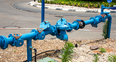 city water supply system, pipes and valves