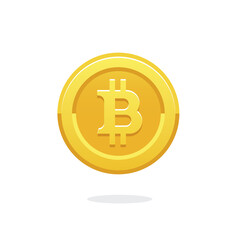 Bitcoin vector icon. Crypto currency symbol. Blockchain  secure cryptocurrency. Crypto currency golden coin bitcoin symbol isolated on white background. Golden coin. 