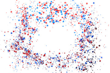 4th of july background with confetti. Usa independence day celebration. Flat lay, top view.