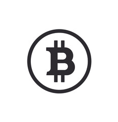 Bitcoin vector icon. Crypto currency symbol. Blockchain secure cryptocurrency.  Coin icon. Money symbol.