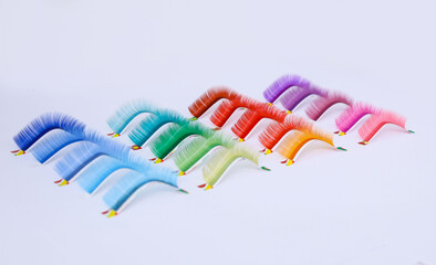 photo of colored eyelashes in a ribbon, the layout of artificial eyelashes