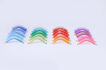 photo of colored eyelashes in a ribbon, the layout of artificial eyelashes