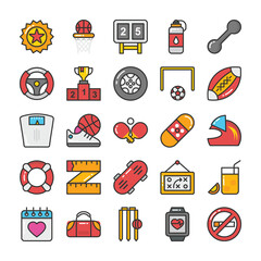 Games and Sports Flat Vector Icons Set 