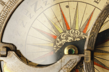 Close up view of the old compass
