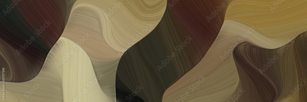 Poster artistic curved speed lines background or backdrop with very dark violet, very dark green and tan co